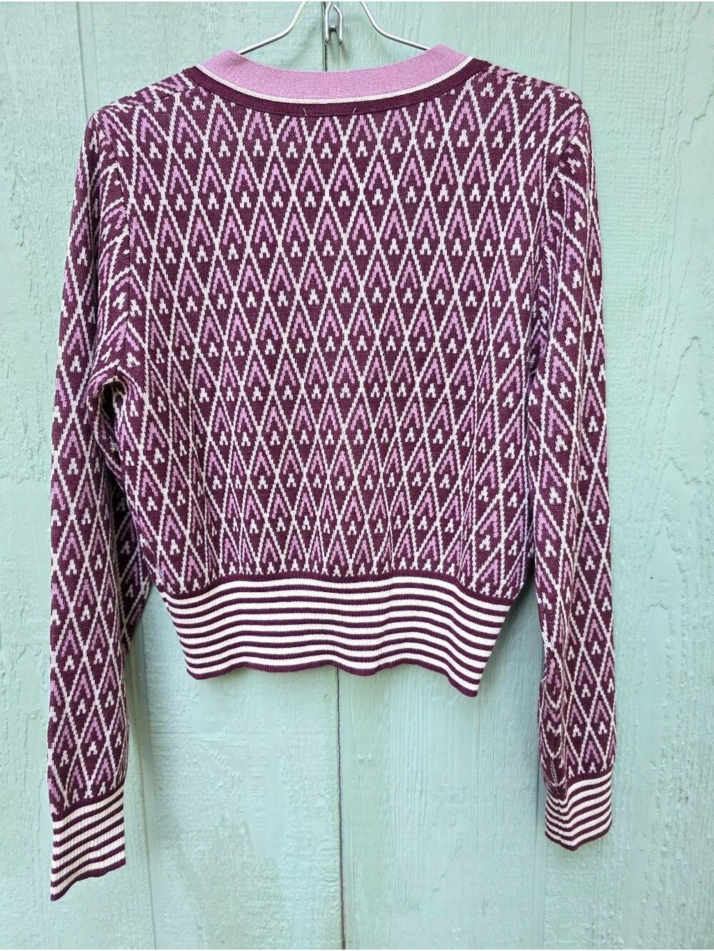 Hem & Thread Cardigan Sweater Mauve Small #SW1 - Picture 4 of 10